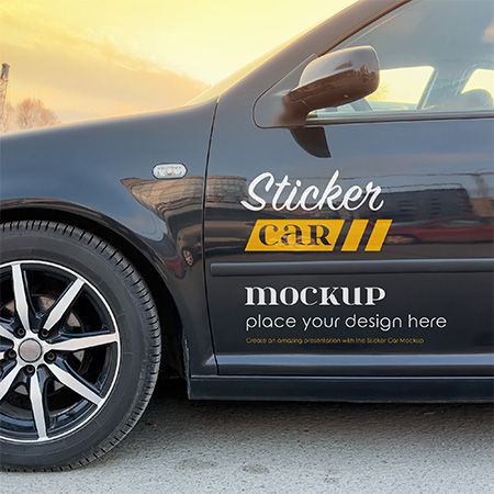 Sticker Car – Free Mockup PSD