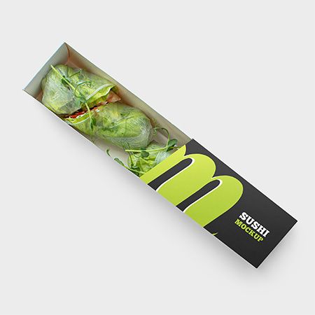 Preview mockup small paper box with spring roll free mockup psd
