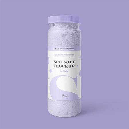 Preview mockup small sea salt plastic jar mockup set