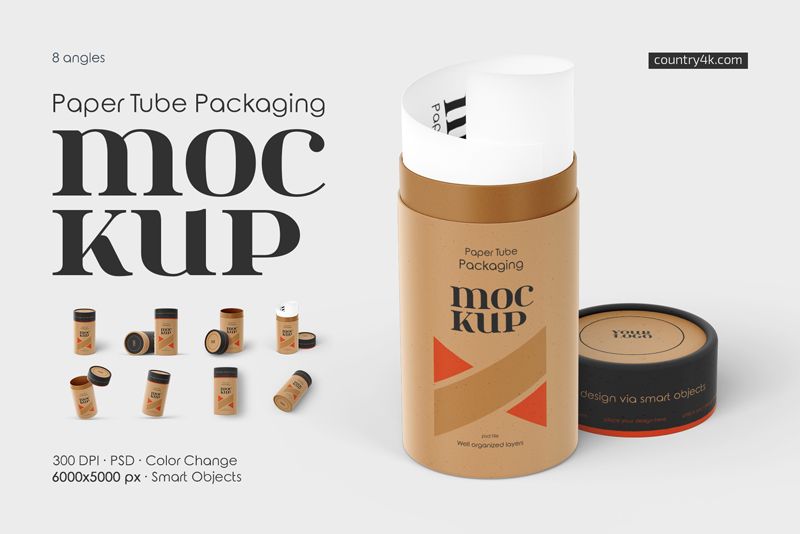 Preview 1 paper tube packaging mockup set