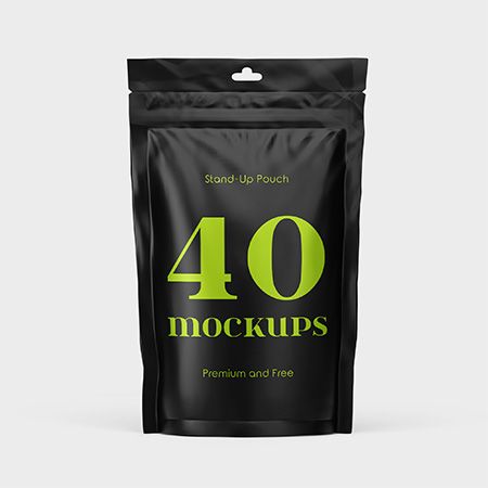 Preview mockup small 40 premium and free stand up pouch mockup in psd