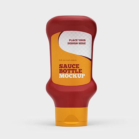 Preview mockup small sauce plastic bottle mockup set