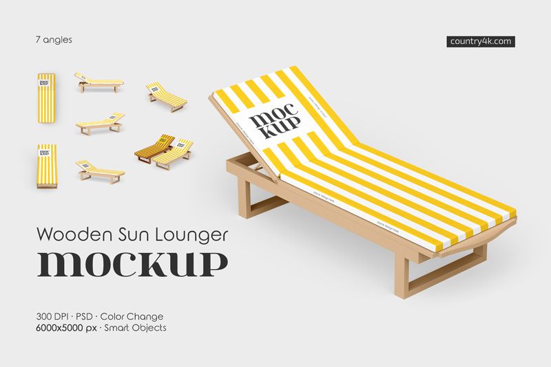 Preview 1 wooden sun lounger mockup set