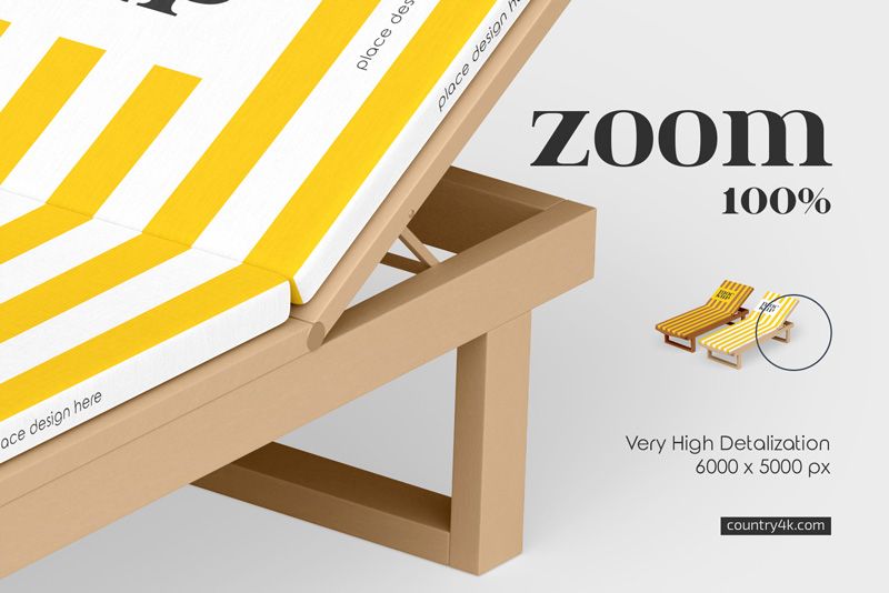 Preview 3 wooden sun lounger mockup set