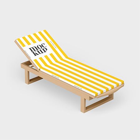 Preview mockup small wooden sun lounger mockup set
