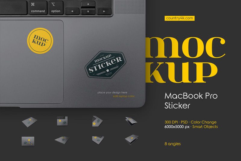 Preview 1 macbook pro sticker mockup set