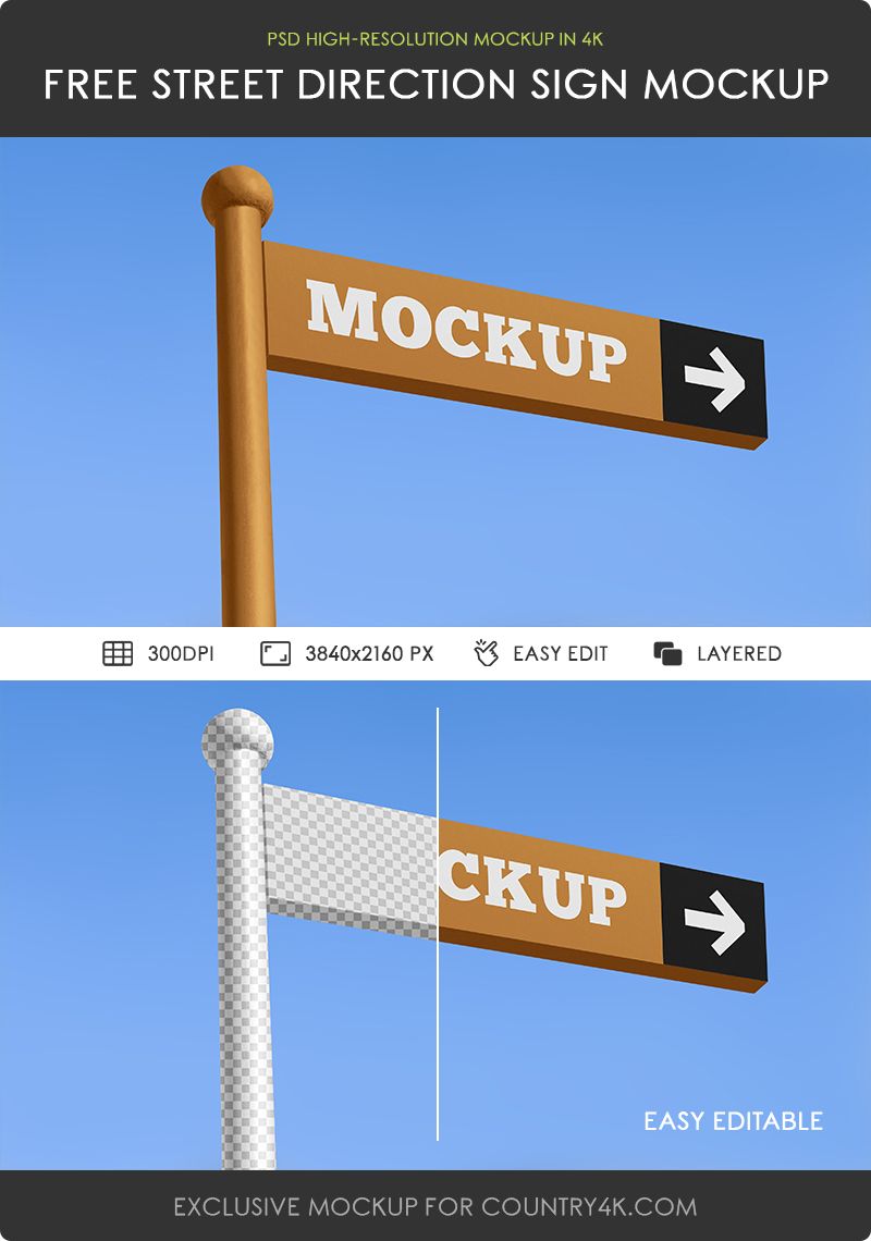 Preview mockup 2 free street direction sign mockup