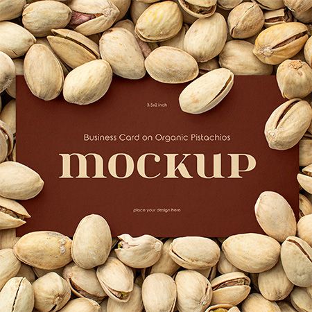 Preview mockup small free business card mockup for organic pistachios