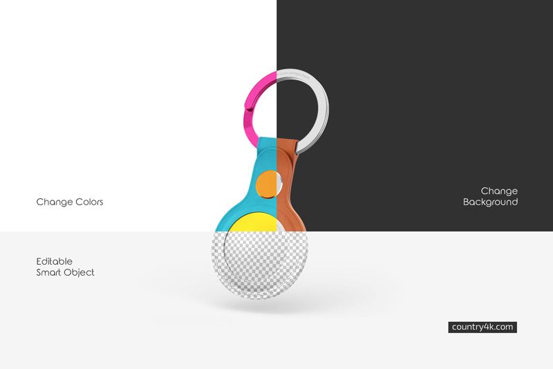 Preview 2 airtags with keychain mockup set