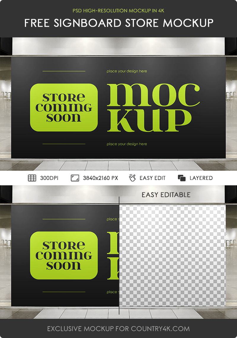 Preview mockup 2 free signboard store coming soon mockup