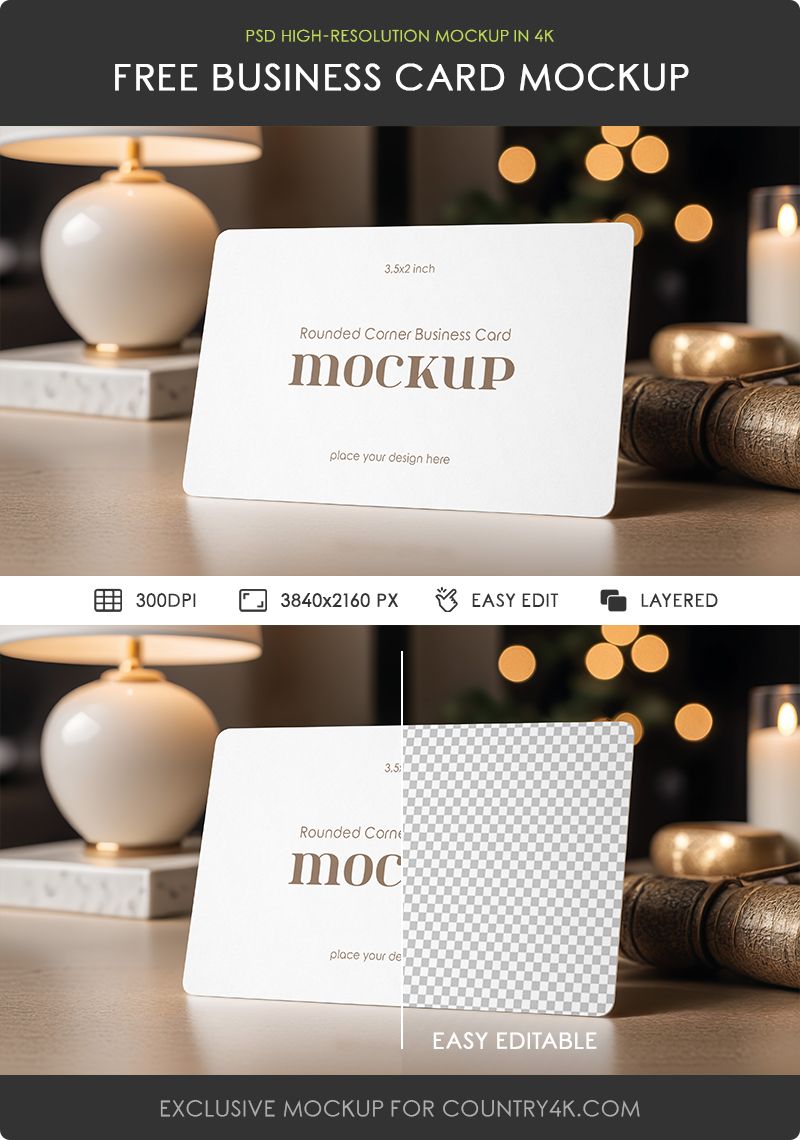 Preview mockup 2 free rounded corner business card mockup