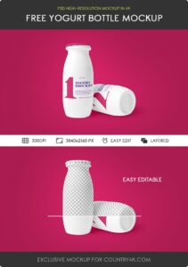 Free Yogurt Bottle Mockup - Country4k