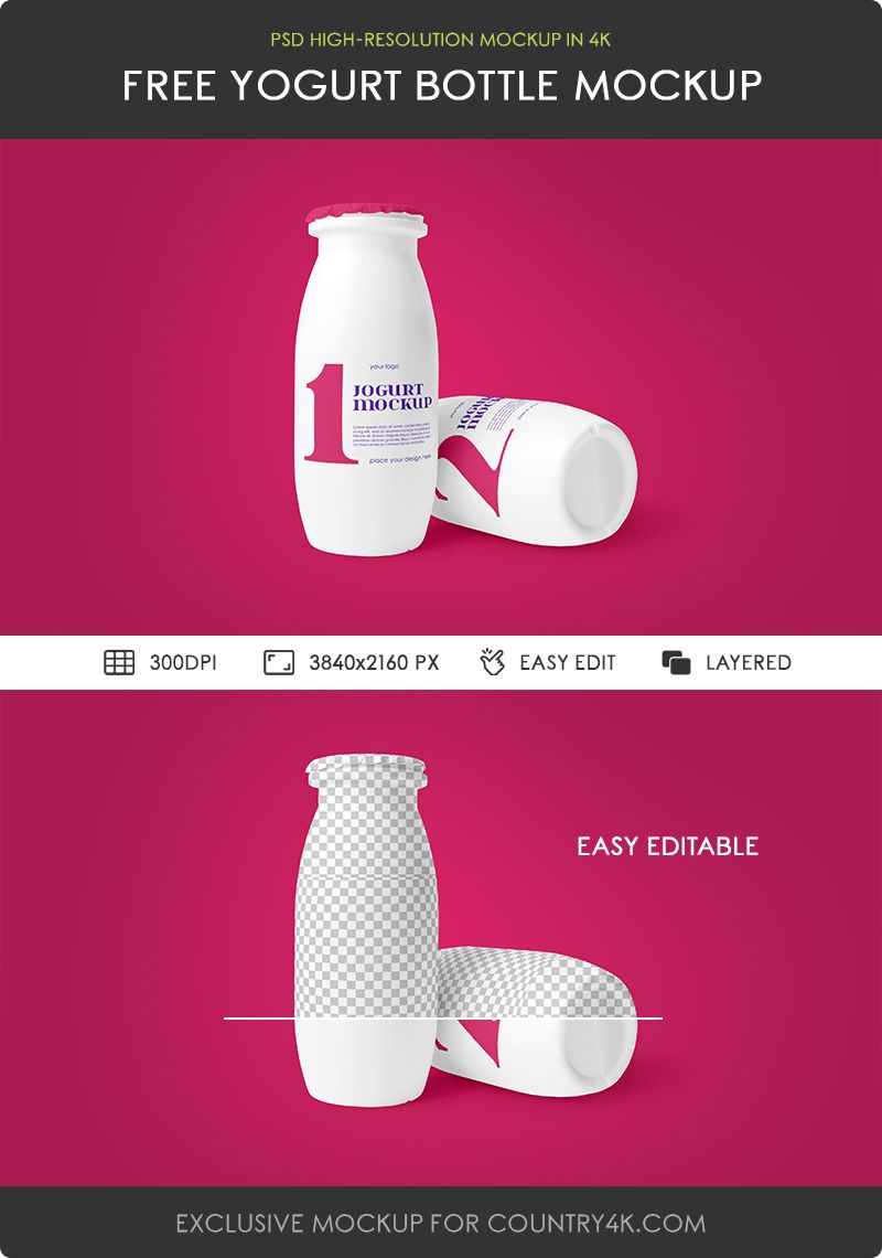 Preview mockup 2 free yogurt bottle mockup