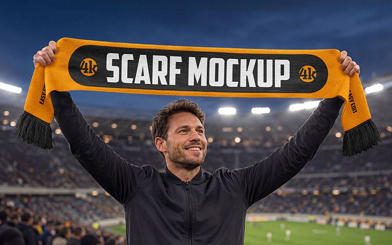 21 20 premium and free fan scarf mockup in psd