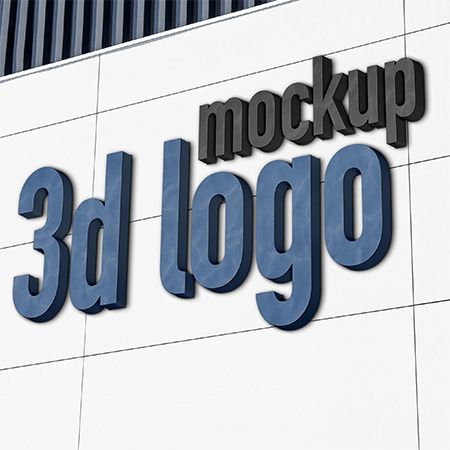 Free Facade Sign 3D Logo Mockup