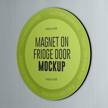 Free Magnet on Fridge Door Mockup