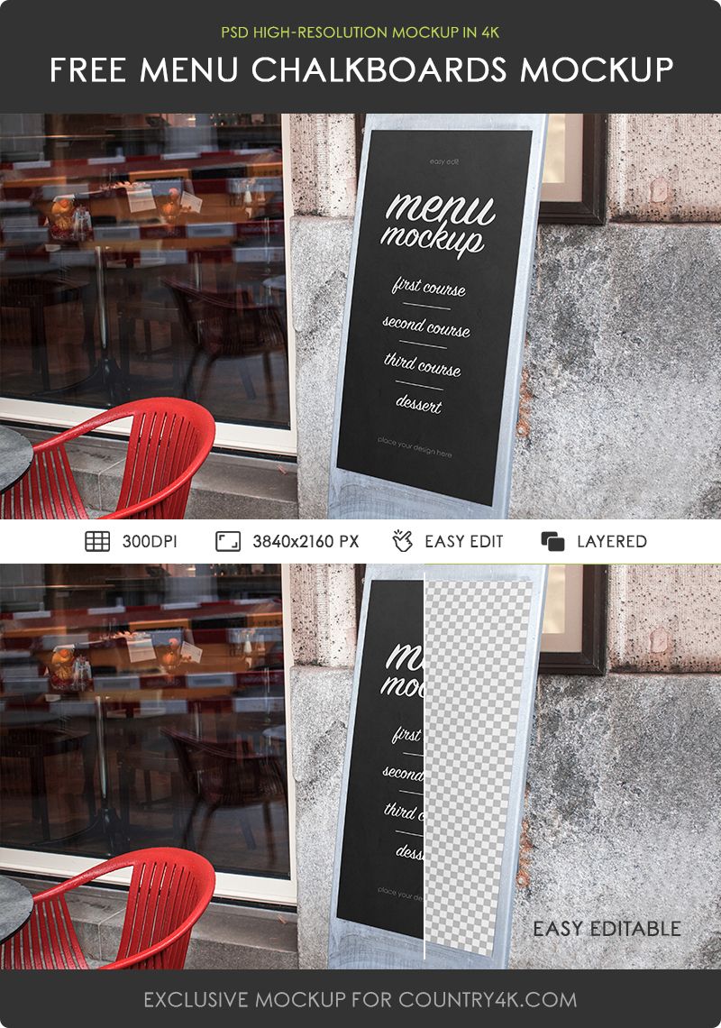 Preview mockup 2 free menu chalkboards mockup