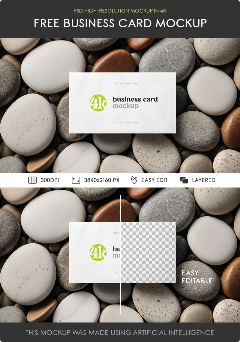 Preview mockup 2 free business card on stones mockup