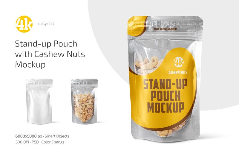 Preview 1 stand up pouch with cashew nuts mockup