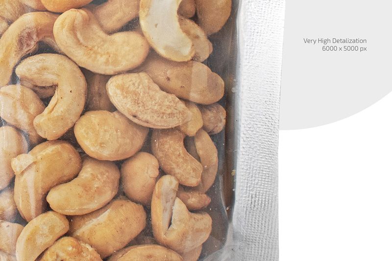 Preview 3 stand up pouch with cashew nuts mockup