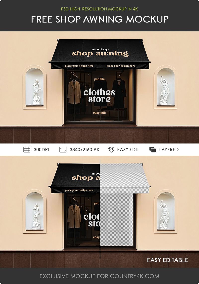 Preview mockup 2 free shop awning mockup