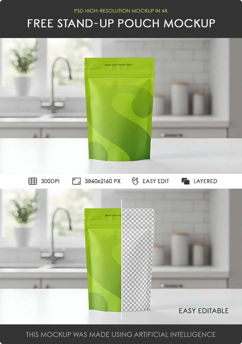 Preview mockup 2 free stand up pouch mockup