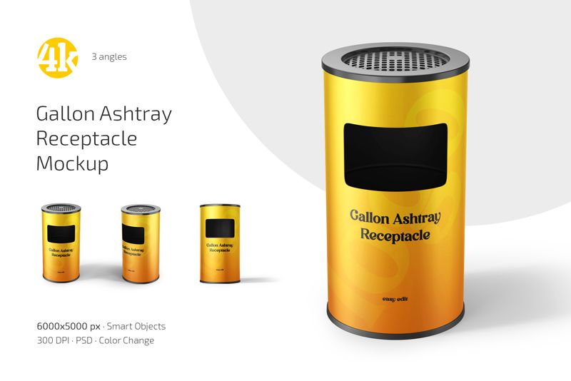 Preview 1 gallon ashtray receptacle mockup set