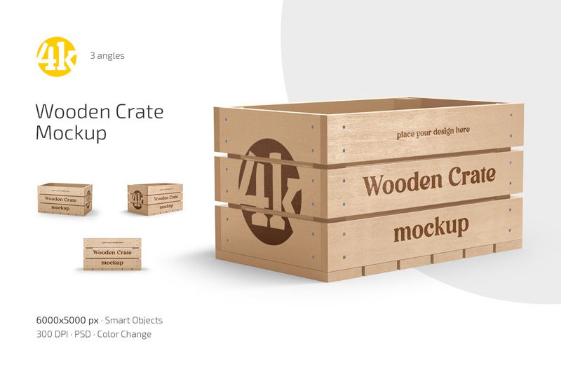Preview 1 wooden crate mockup set