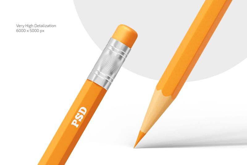 Preview 3 hexagon pencil with eraser mockup set