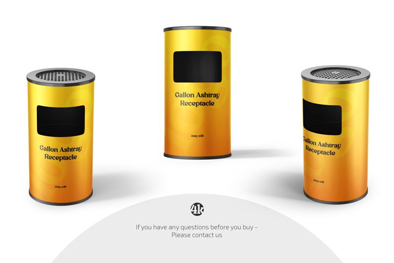 Preview 4 gallon ashtray receptacle mockup set