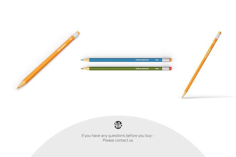 Preview 4 hexagon pencil with eraser mockup set