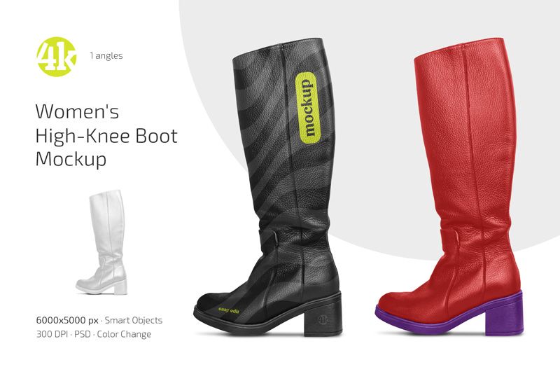 Preview 1 free womens high knee boot mockup
