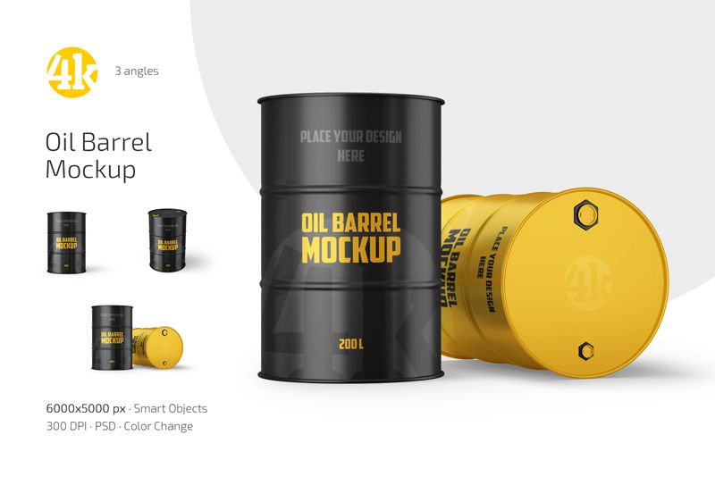 Preview 1 oil barrel mockup set