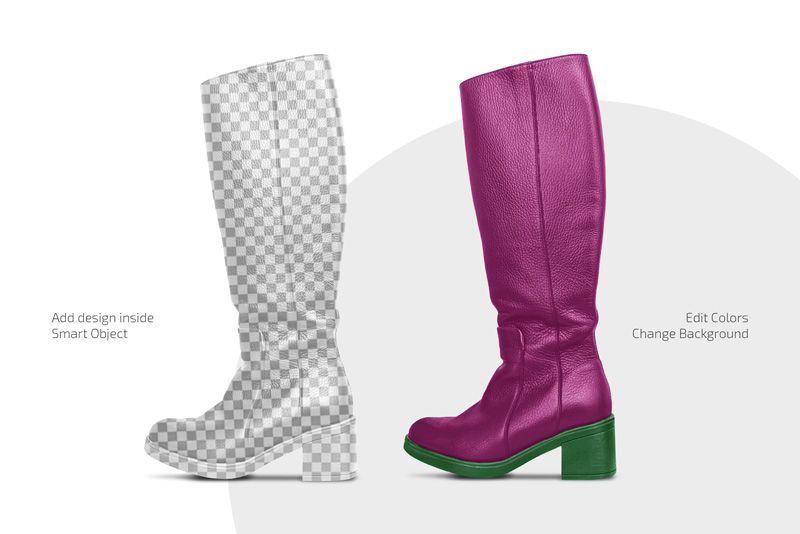 Preview 2 free womens high knee boot mockup