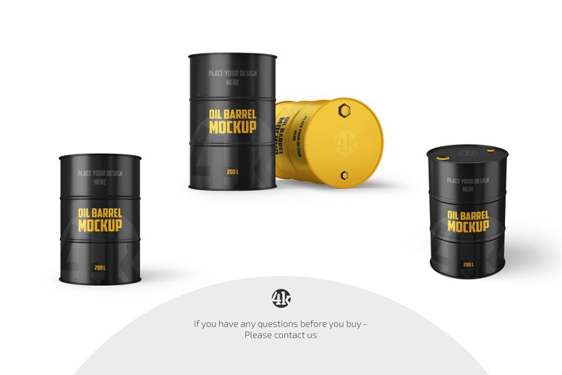Preview 4 oil barrel mockup set