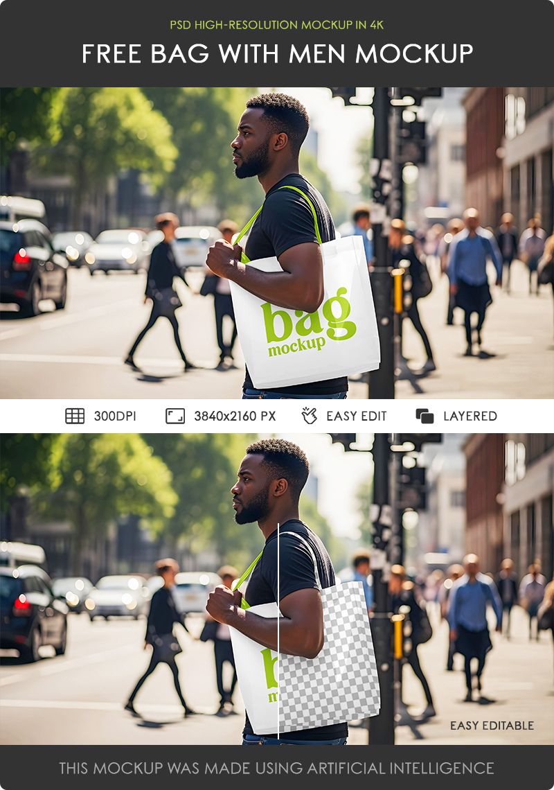 Preview mockup 2 free bag with men mockup