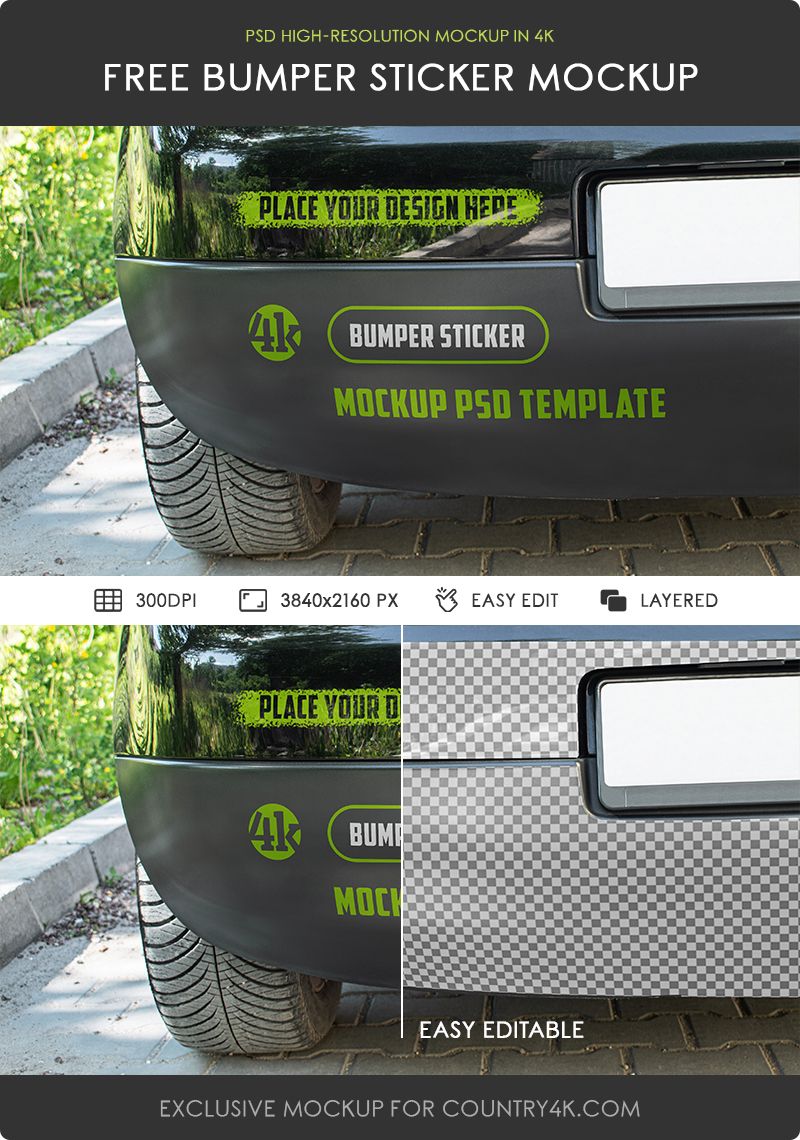 Preview mockup 2 free bumper sticker mockup
