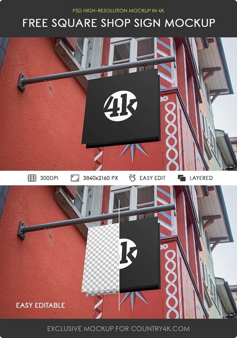 Preview mockup 2 free square shop sign mockup