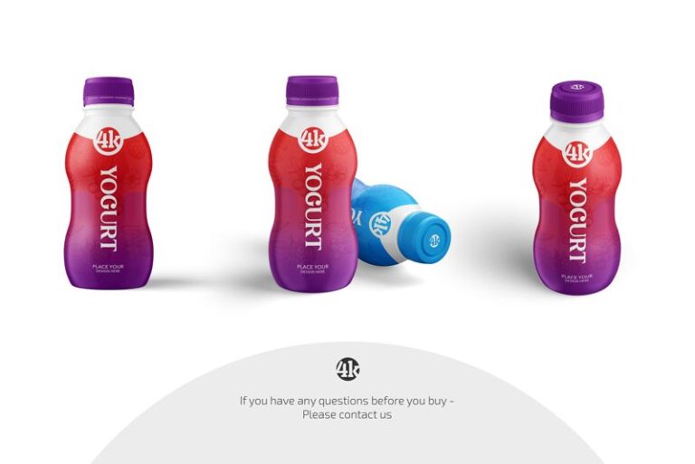 Yogurt Bottle Mockup Set - Country4k