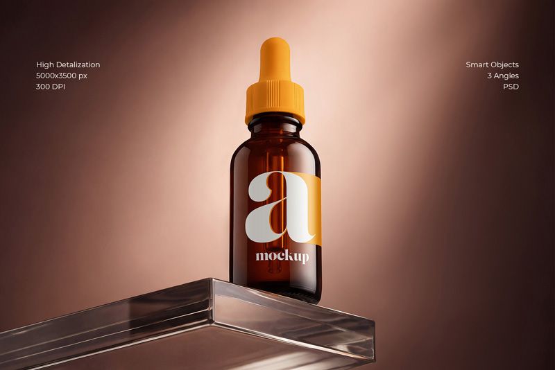 Preview 1 amber dropper bottle mockup set