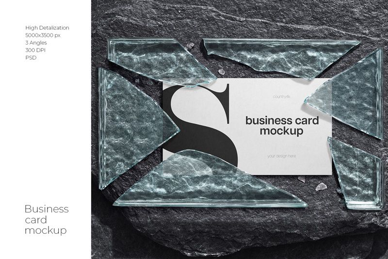 Preview 1 stone and glass business card mockup set