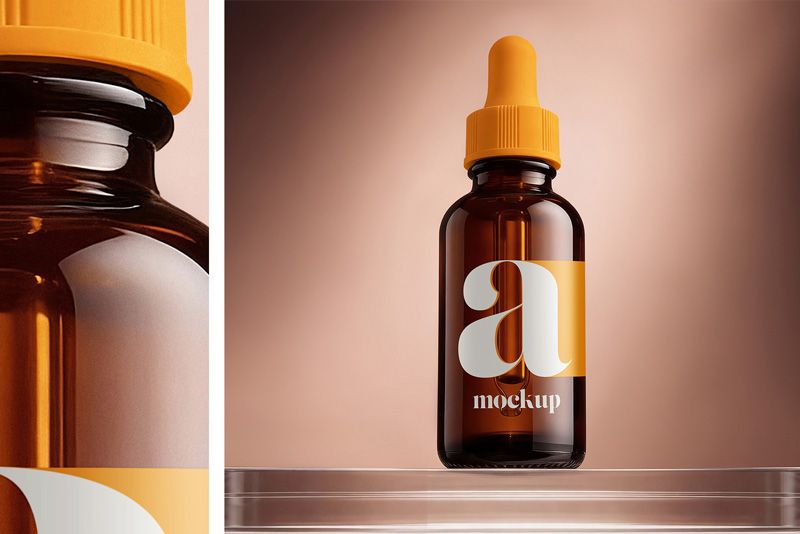 Preview 3 amber dropper bottle mockup set