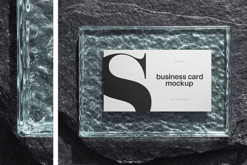 Preview 3 stone and glass business card mockup set