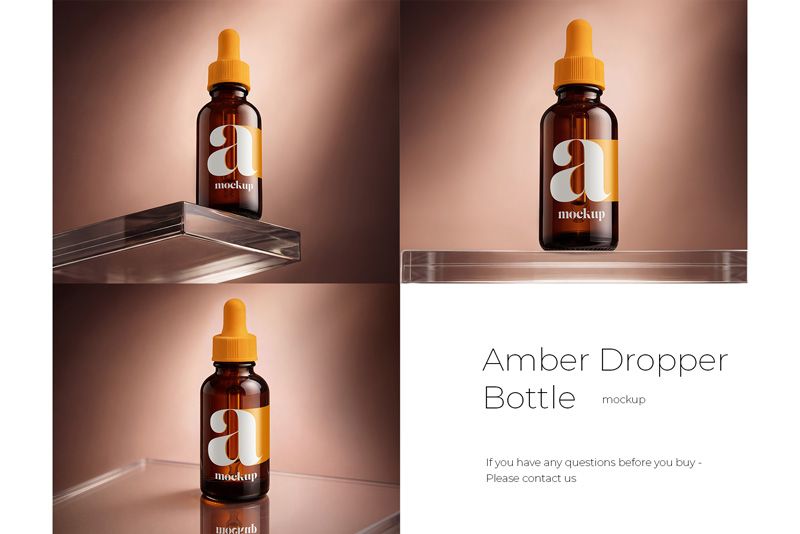Preview 4 amber dropper bottle mockup set