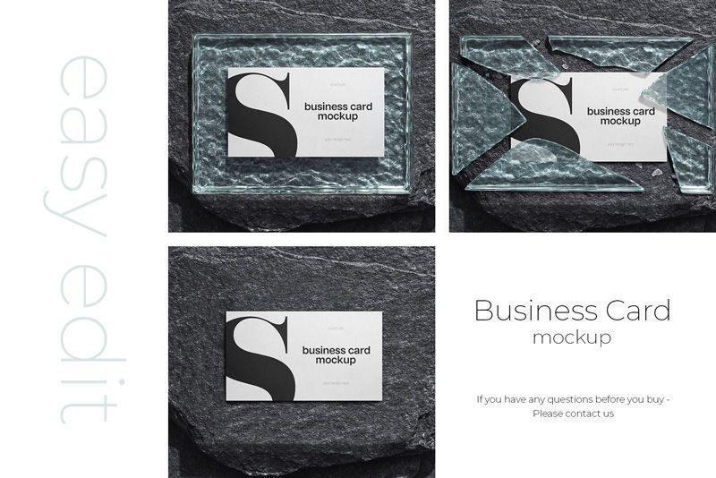 Preview 4 stone and glass business card mockup set