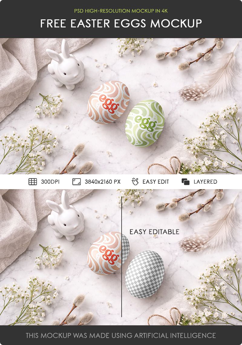 Preview mockup 2 free easter eggs mockup