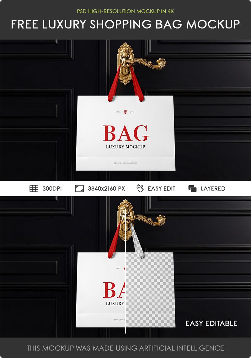 Preview mockup 2 free luxury shopping bag mockup