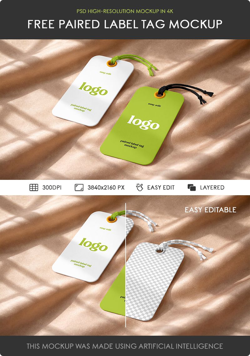 Preview mockup 2 free paired label tag mockup