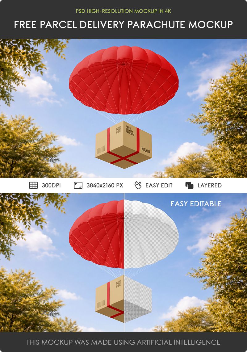 Preview mockup 2 free parcel delivery parachute mockup
