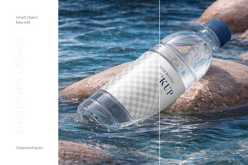 Preview 2 clear plastic water bottle mockup set